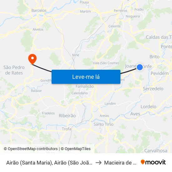 Airão (Santa Maria), Airão (São João) e Vermil to Macieira de Rates map