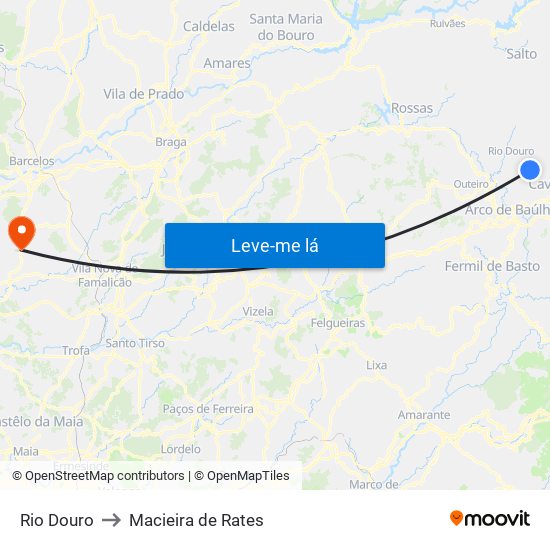Rio Douro to Macieira de Rates map