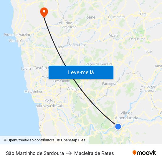 São Martinho de Sardoura to Macieira de Rates map