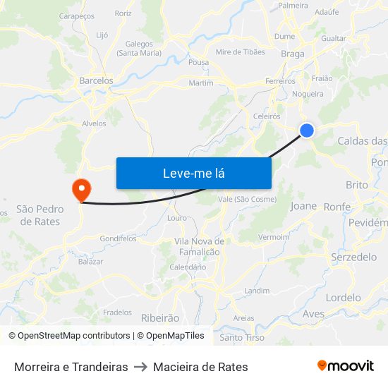 Morreira e Trandeiras to Macieira de Rates map