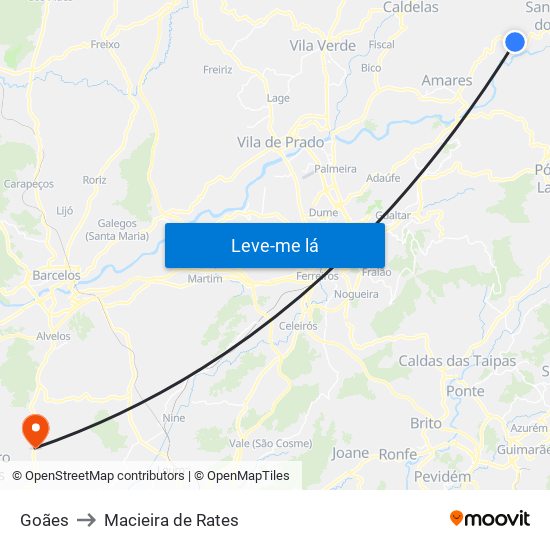 Goães to Macieira de Rates map