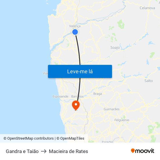 Gandra e Taião to Macieira de Rates map