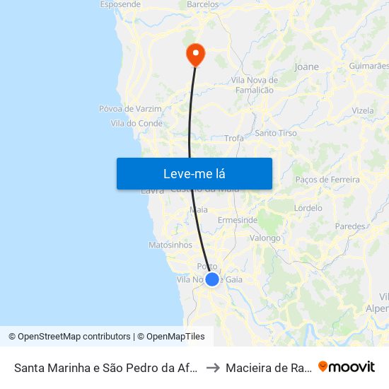 Santa Marinha e São Pedro da Afurada to Macieira de Rates map