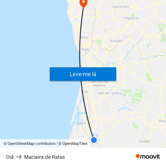 Oiã to Macieira de Rates map