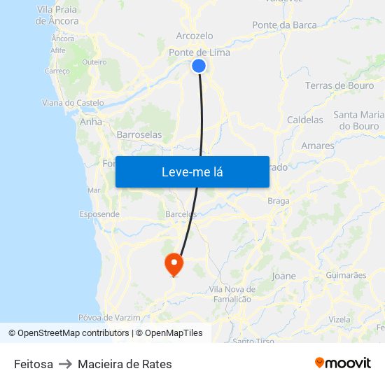 Feitosa to Macieira de Rates map