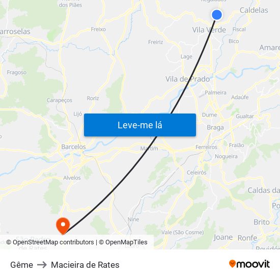 Gême to Macieira de Rates map