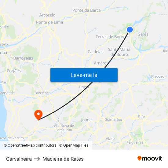 Carvalheira to Macieira de Rates map