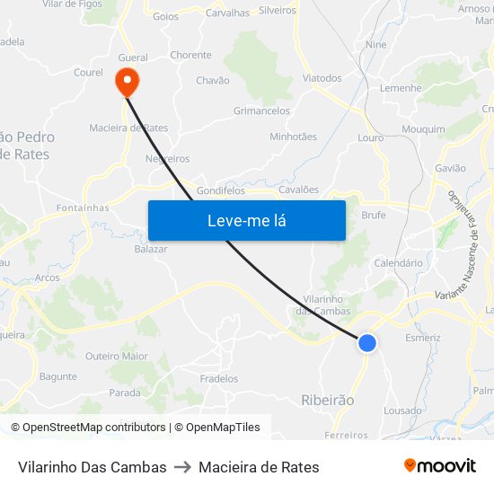 Vilarinho Das Cambas to Macieira de Rates map