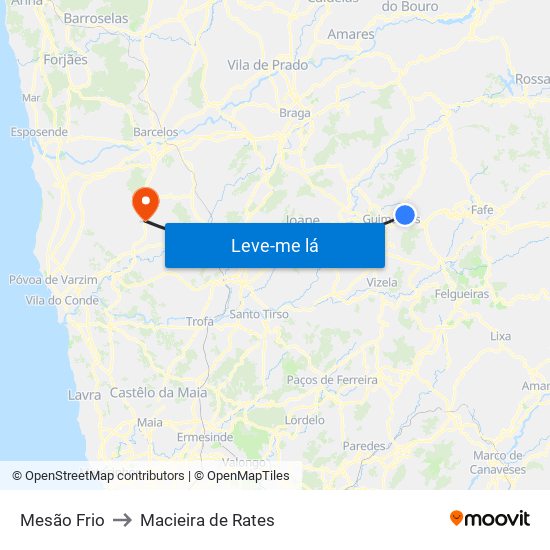 Mesão Frio to Macieira de Rates map