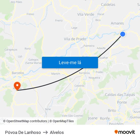 Póvoa De Lanhoso to Alvelos map