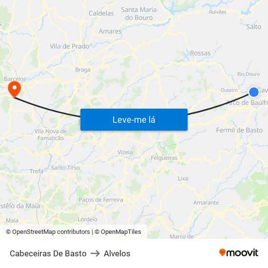 Cabeceiras De Basto to Alvelos map