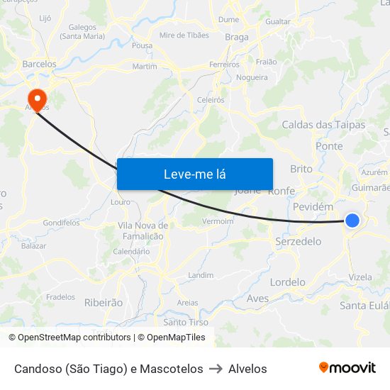 Candoso (São Tiago) e Mascotelos to Alvelos map