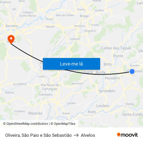 Oliveira, São Paio e São Sebastião to Alvelos map