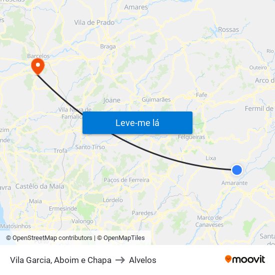 Vila Garcia, Aboim e Chapa to Alvelos map