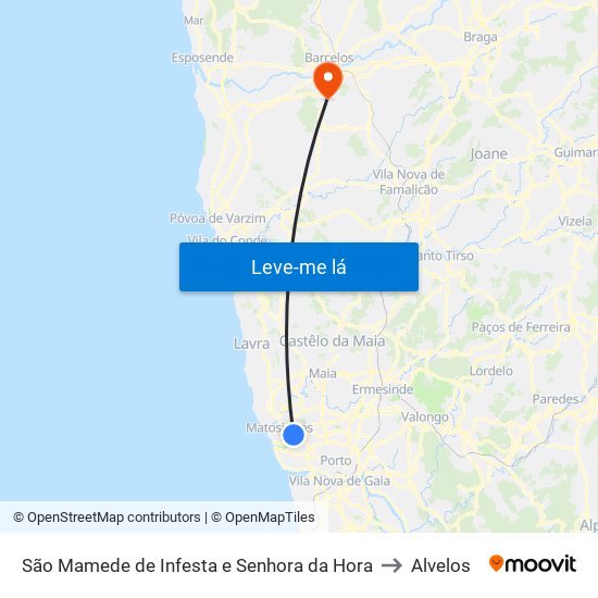 São Mamede de Infesta e Senhora da Hora to Alvelos map