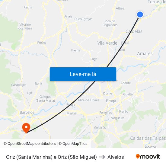 Oriz (Santa Marinha) e Oriz (São Miguel) to Alvelos map