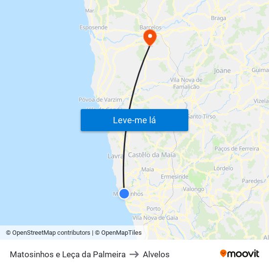 Matosinhos e Leça da Palmeira to Alvelos map