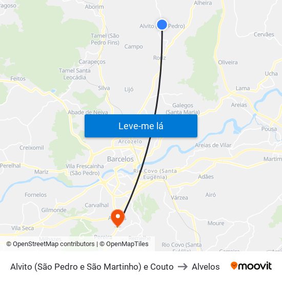 Alvito (São Pedro e São Martinho) e Couto to Alvelos map