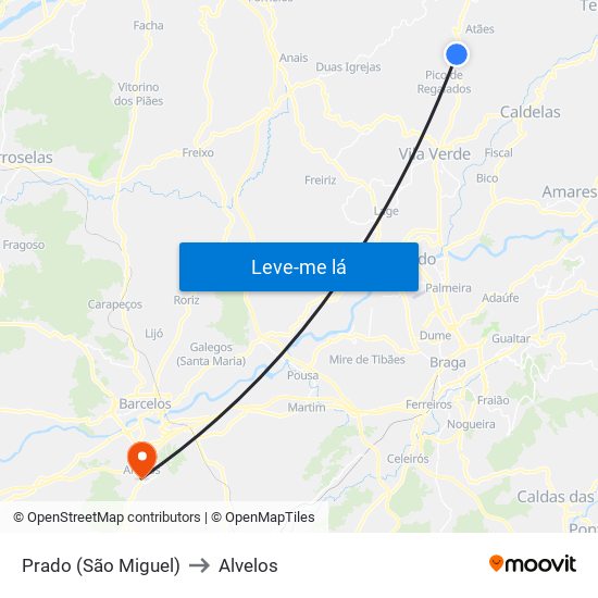 Prado (São Miguel) to Alvelos map