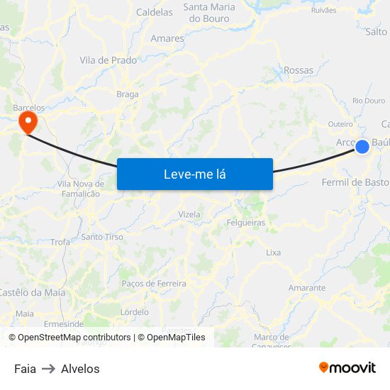 Faia to Alvelos map