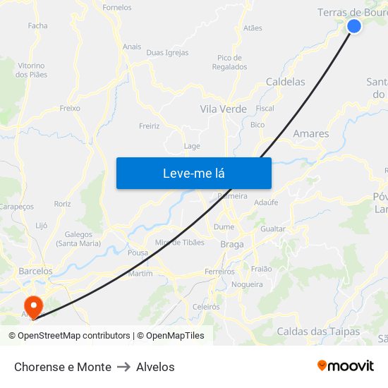 Chorense e Monte to Alvelos map