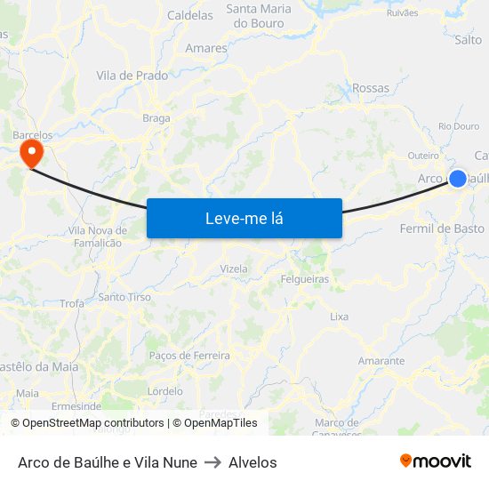 Arco de Baúlhe e Vila Nune to Alvelos map