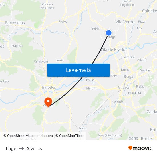 Lage to Alvelos map