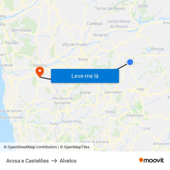 Arosa e Castelões to Alvelos map