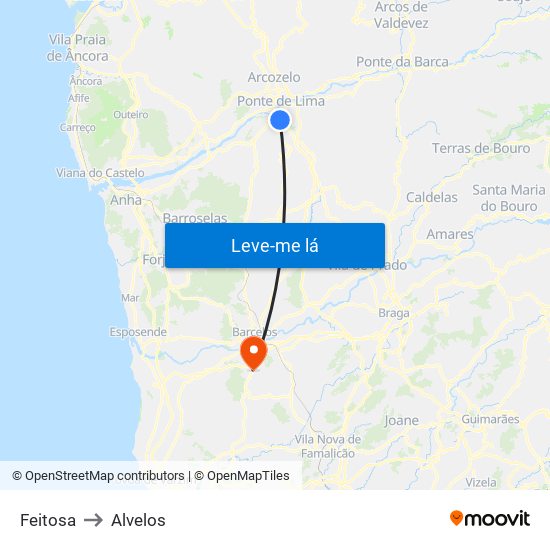 Feitosa to Alvelos map