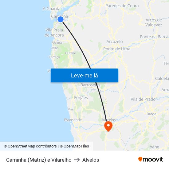 Caminha (Matriz) e Vilarelho to Alvelos map