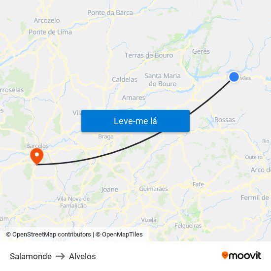 Salamonde to Alvelos map