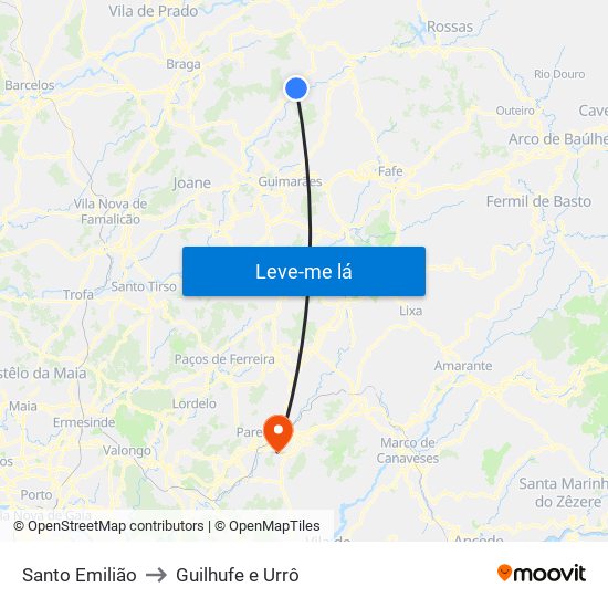 Santo Emilião to Guilhufe e Urrô map