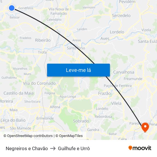 Negreiros e Chavão to Guilhufe e Urrô map