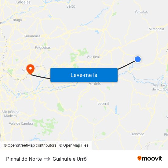 Pinhal do Norte to Guilhufe e Urrô map