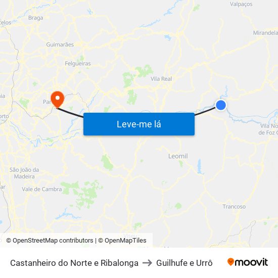 Castanheiro do Norte e Ribalonga to Guilhufe e Urrô map