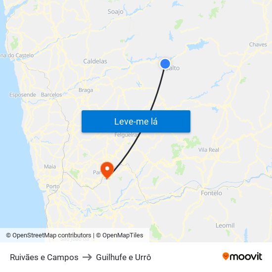 Ruivães e Campos to Guilhufe e Urrô map