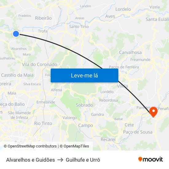 Alvarelhos e Guidões to Guilhufe e Urrô map