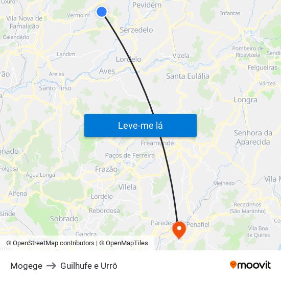 Mogege to Guilhufe e Urrô map