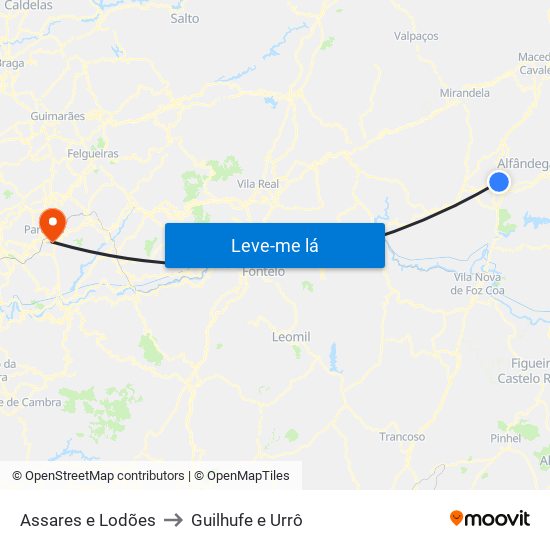 Assares e Lodões to Guilhufe e Urrô map