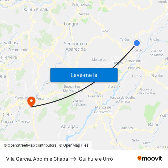 Vila Garcia, Aboim e Chapa to Guilhufe e Urrô map