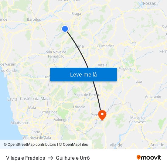 Vilaça e Fradelos to Guilhufe e Urrô map