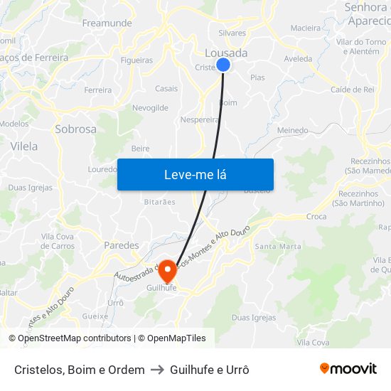 Cristelos, Boim e Ordem to Guilhufe e Urrô map