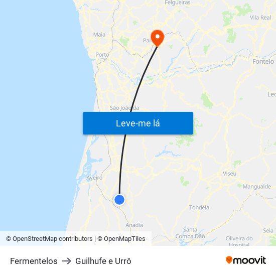 Fermentelos to Guilhufe e Urrô map