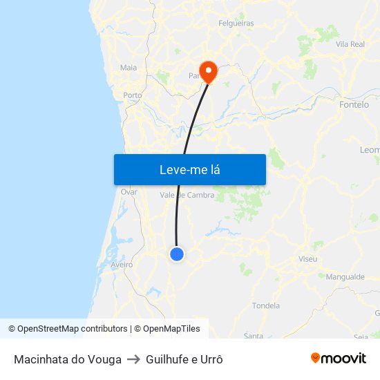 Macinhata do Vouga to Guilhufe e Urrô map