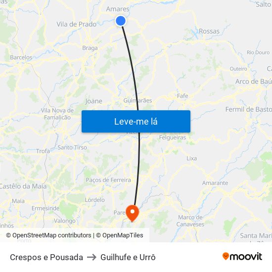 Crespos e Pousada to Guilhufe e Urrô map