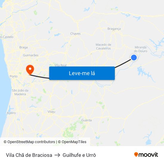 Vila Chã de Braciosa to Guilhufe e Urrô map