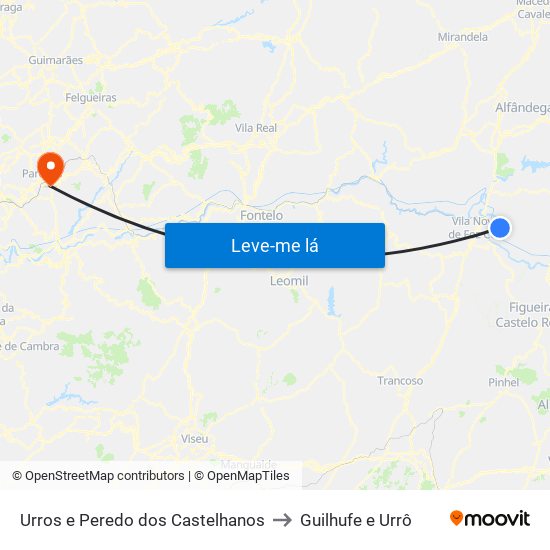 Urros e Peredo dos Castelhanos to Guilhufe e Urrô map
