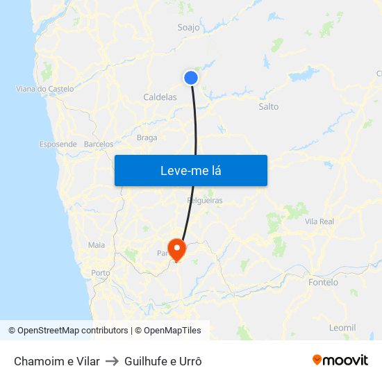 Chamoim e Vilar to Guilhufe e Urrô map