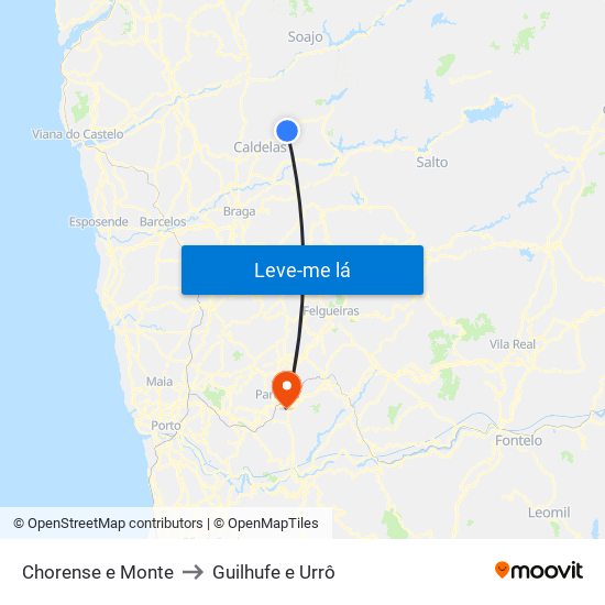 Chorense e Monte to Guilhufe e Urrô map