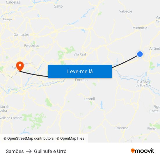 Samões to Guilhufe e Urrô map